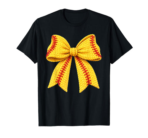 Softball Coquette Bow Yarn Game Day T-Shirt - Minimalist Print Men Women - T-Shirt, Sweatshirt, Hoodie
