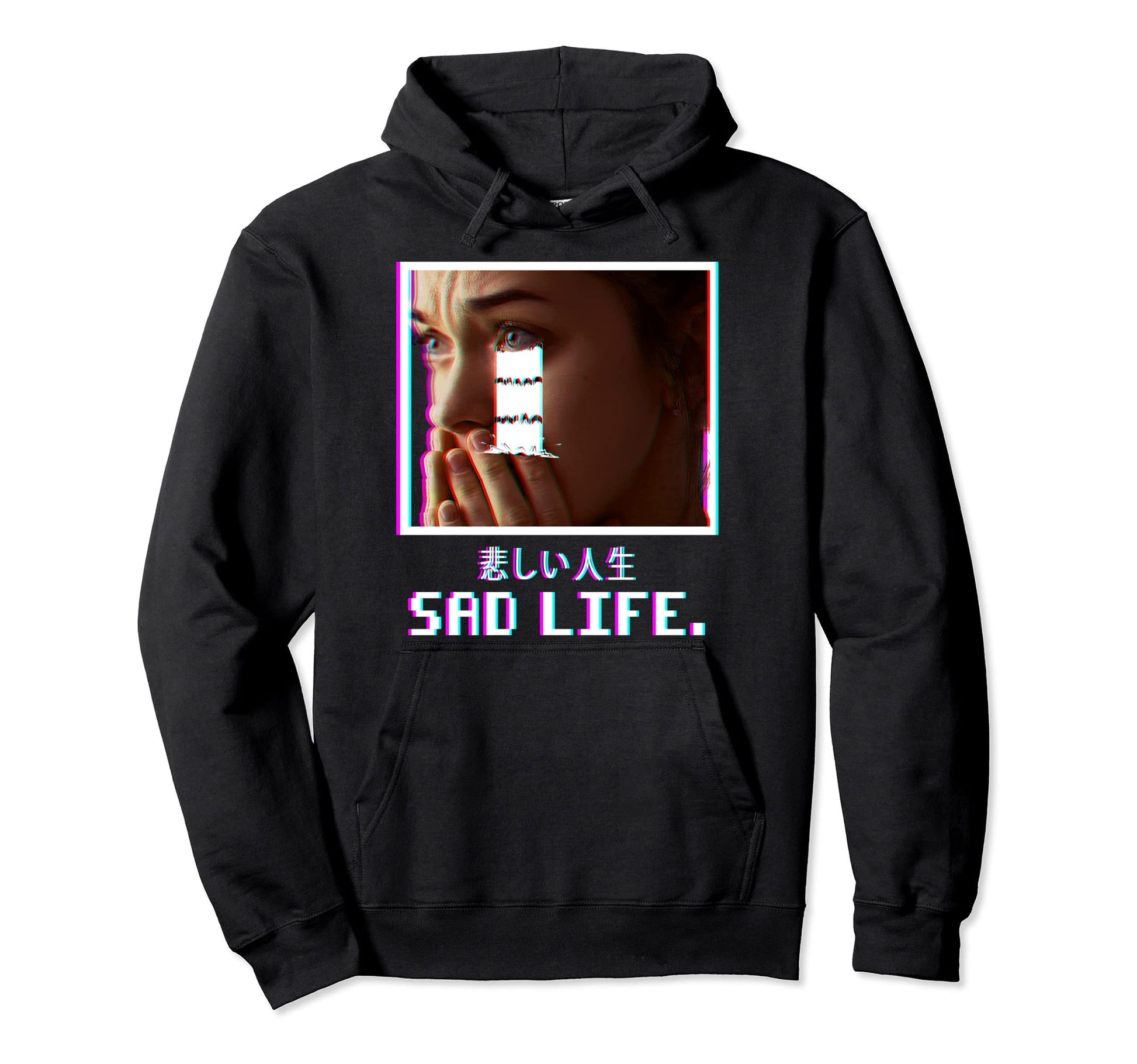 Sad Life Vaporwave Aesthetic Japanese Hoodie - Minimalist Print Unisex - T-Shirt, Sweatshirt, Hoodie