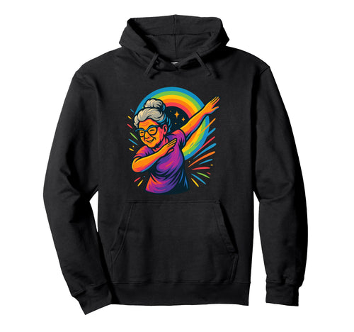 Dabbing Granny Dab Gradma Rainbows Hoodie - Casual Everyday Wear Men Women - T-Shirt, Sweatshirt, Hoodie