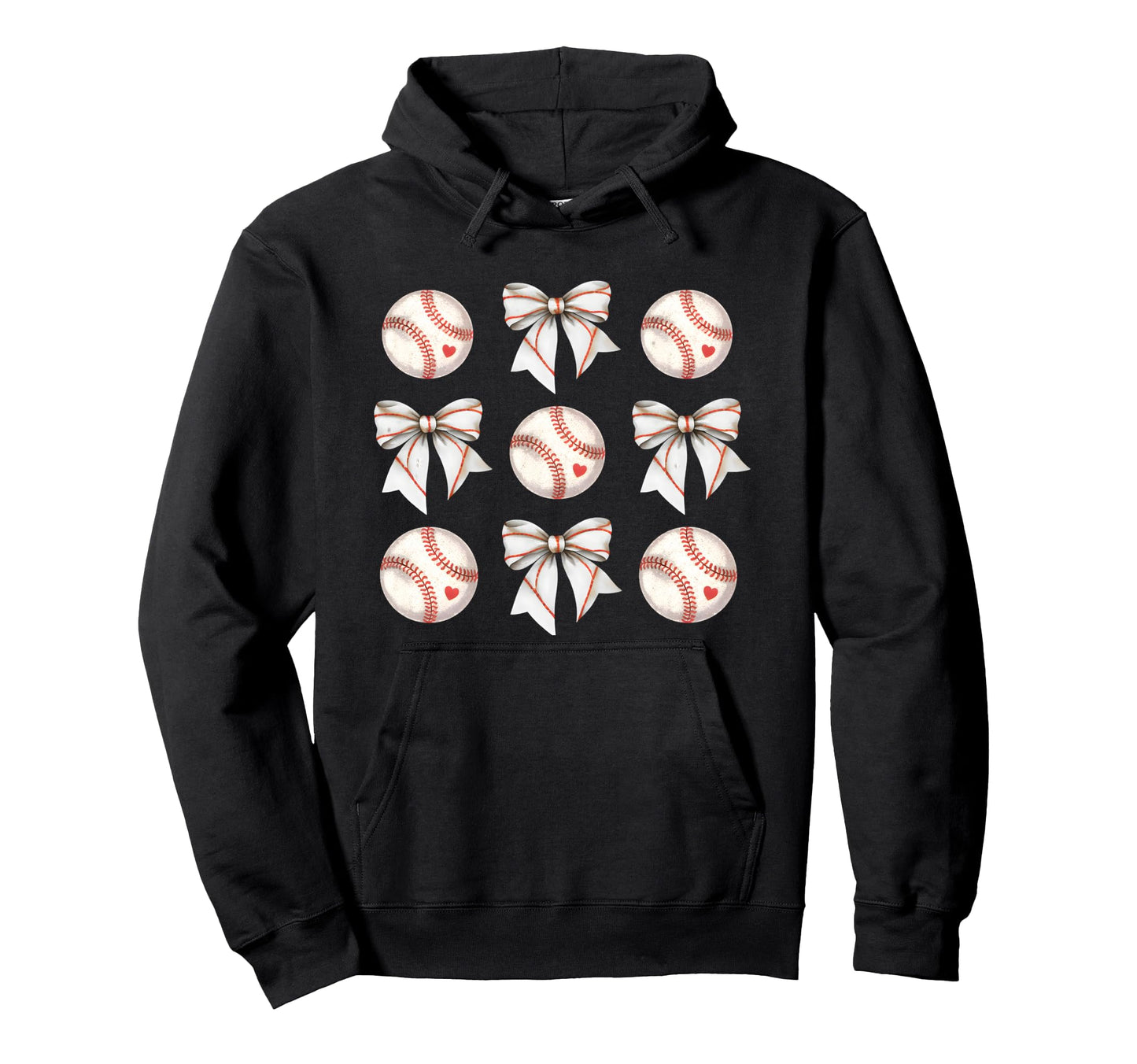 Baseball Sister Mom Coquette Bow Hoodie - Custom Art Print for Adults - T-Shirt, Sweatshirt, Hoodie