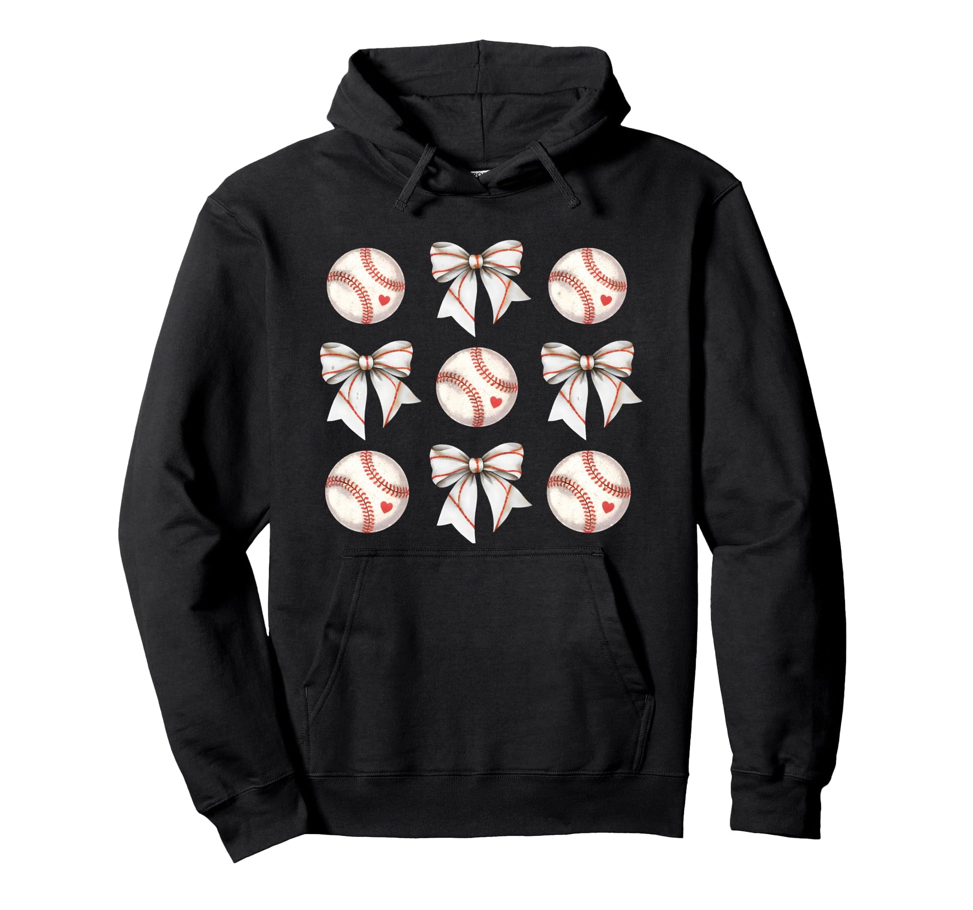 Baseball Sister Mom Coquette Bow Hoodie - Custom Art Print for Adults - T-Shirt, Sweatshirt, Hoodie