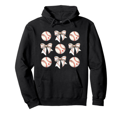 Baseball Sister Mom Coquette Bow Hoodie - Custom Art Print for Adults - T-Shirt, Sweatshirt, Hoodie