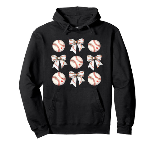 Baseball Sister Mom Coquette Bow Hoodie - Custom Art Print for Adults - T-Shirt, Sweatshirt, Hoodie