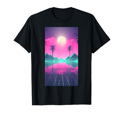 80S Vaporwave Landscape Aesthetic T-Shirt - Unique Graphic for Adults - T-Shirt, Sweatshirt, Hoodie