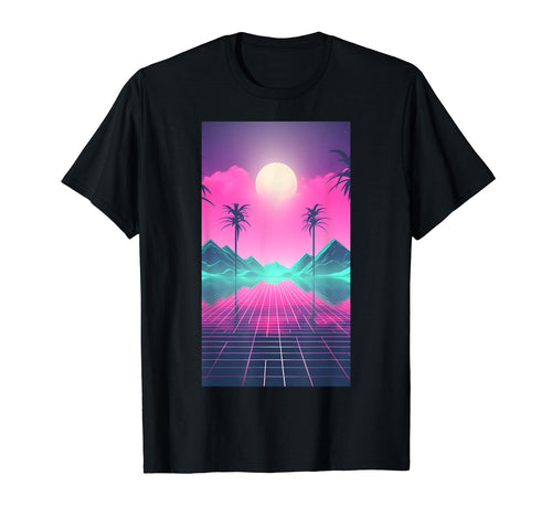80S Vaporwave Landscape Aesthetic T-Shirt - Unique Graphic for Adults - T-Shirt, Sweatshirt, Hoodie