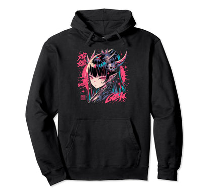 Goth Grunge Demon Anime Waifu Horror Alt Hoodie - Minimalist Print Unisex - T-Shirt, Sweatshirt, Hoodie