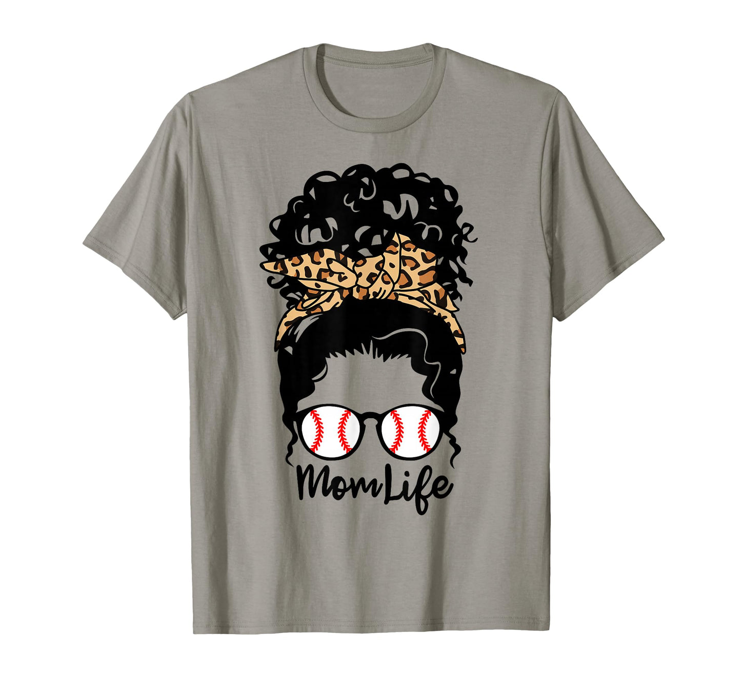 Mom Life Messy Bun Curly Hair Baseball T-Shirt - Novelty Apparel Unisex - T-Shirt, Sweatshirt, Hoodie