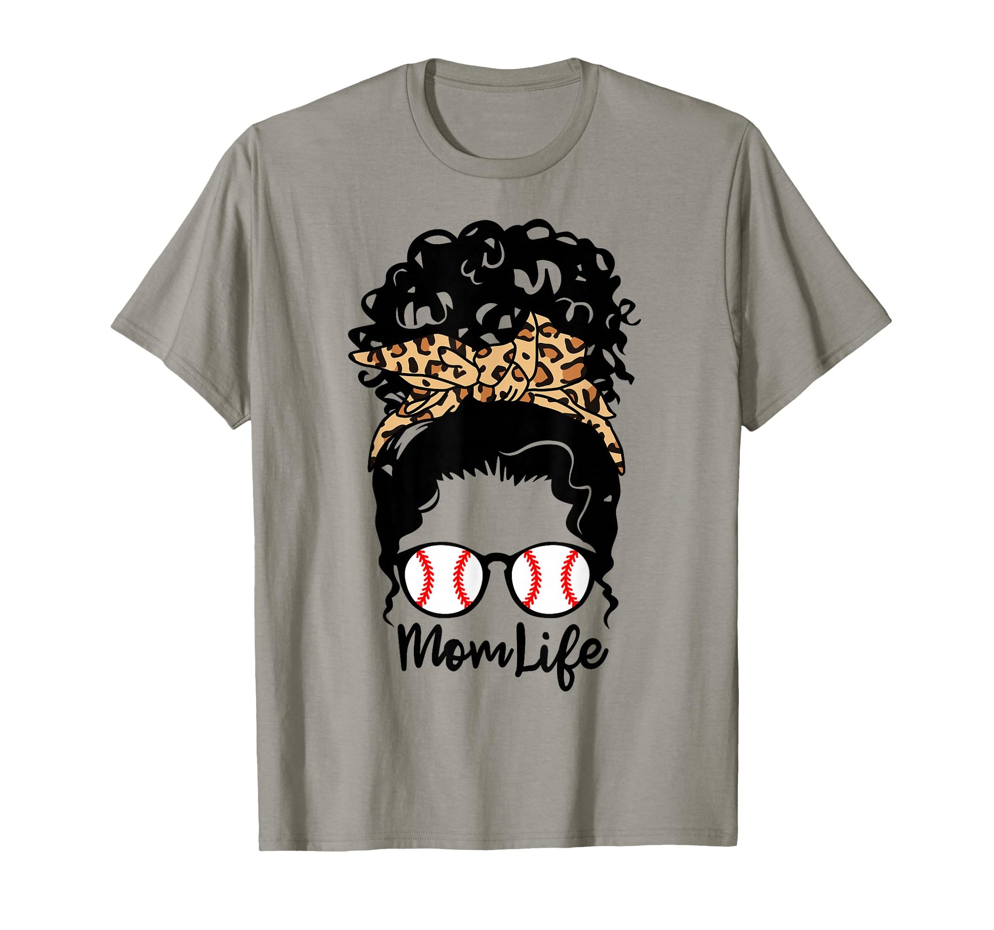 Mom Life Messy Bun Curly Hair Baseball T-Shirt - Novelty Apparel Unisex - T-Shirt, Sweatshirt, Hoodie