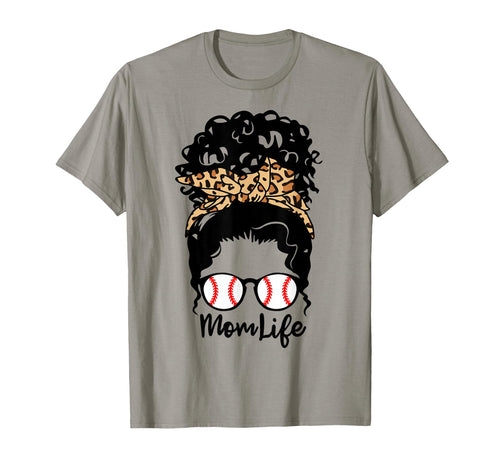 Mom Life Messy Bun Curly Hair Baseball T-Shirt - Novelty Apparel Unisex - T-Shirt, Sweatshirt, Hoodie