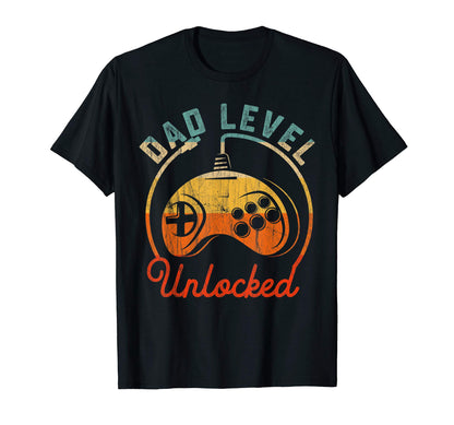 Dad Level Unlocked Video Gamer Gaming T-Shirt - Minimalist Print Men Women - T-Shirt, Sweatshirt, Hoodie