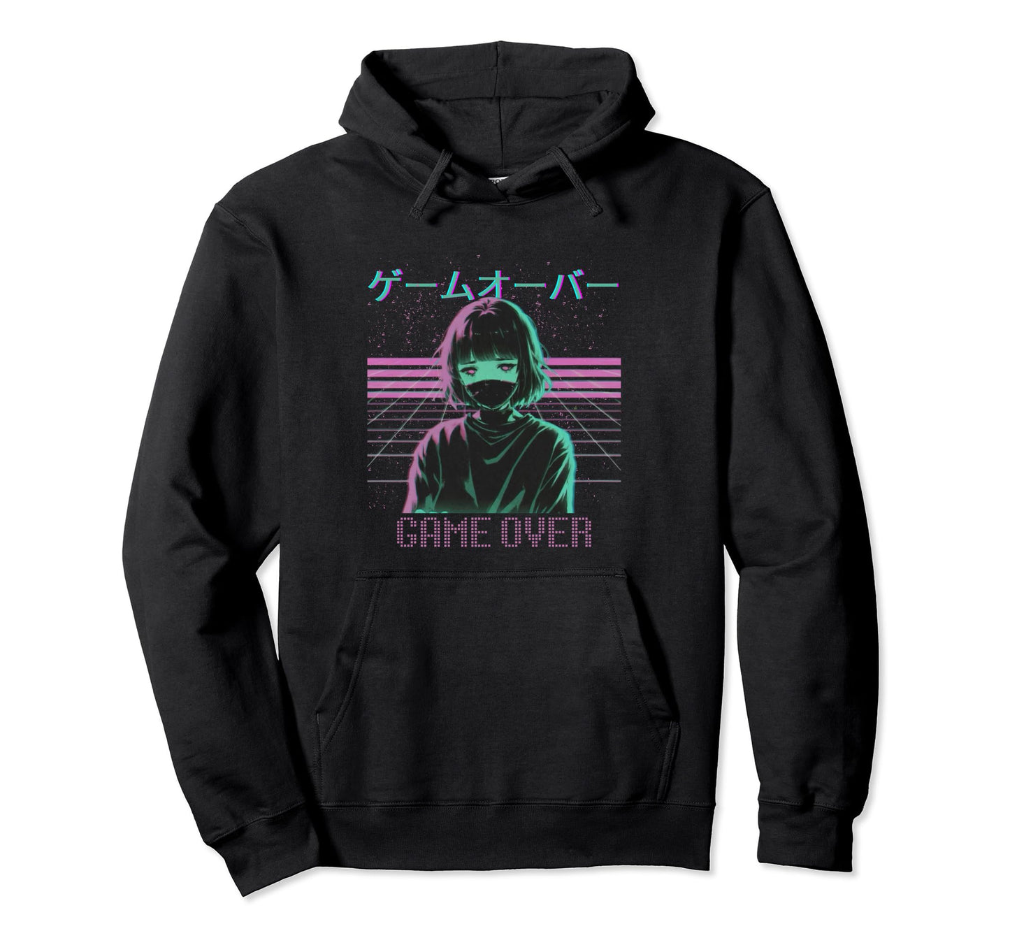 Japanese Vaporwave Sad Anime Game Over Hoodie - Minimalist Print Unisex - T-Shirt, Sweatshirt, Hoodie
