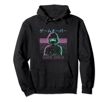 Japanese Vaporwave Sad Anime Game Over Hoodie - Minimalist Print Unisex - T-Shirt, Sweatshirt, Hoodie