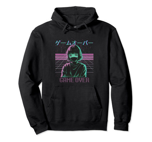 Japanese Vaporwave Sad Anime Game Over Hoodie - Minimalist Print Unisex - T-Shirt, Sweatshirt, Hoodie