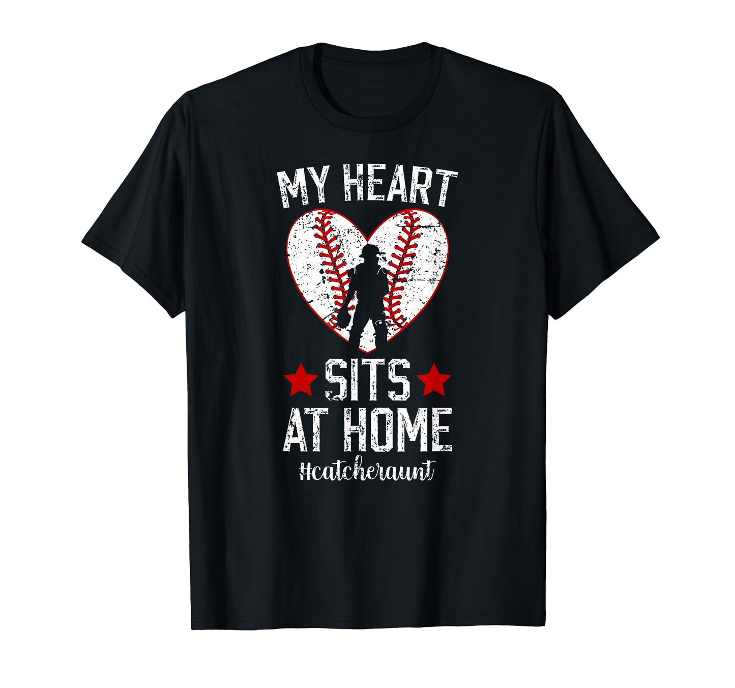 My Heart Sits Home Baseball Catcher T-Shirt - Minimalist Print for Adults - T-Shirt, Sweatshirt, Hoodie