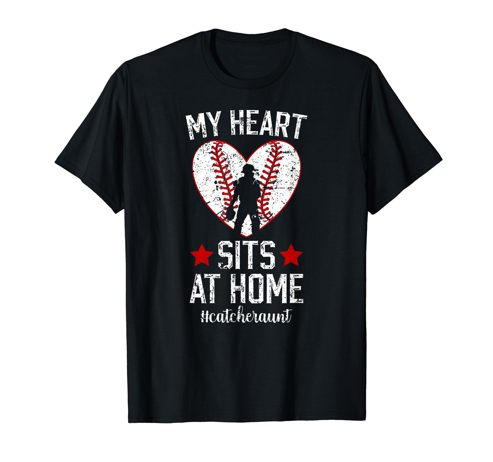 My Heart Sits Home Baseball Catcher T-Shirt - Minimalist Print for Adults - T-Shirt, Sweatshirt, Hoodie