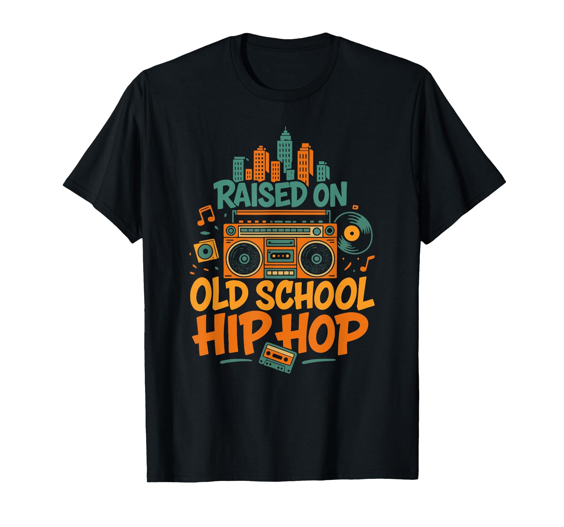 Raised Old School Hip Hop Boombox T-Shirt - Minimalist Print Men Women - T-Shirt, Sweatshirt, Hoodie