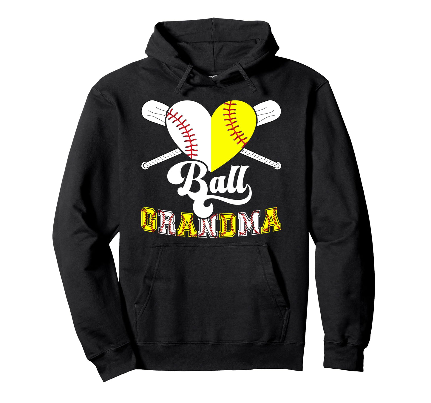 Ball Grandma Heart Softball Baseball Hoodie - Minimalist Print Unisex - T-Shirt, Sweatshirt, Hoodie