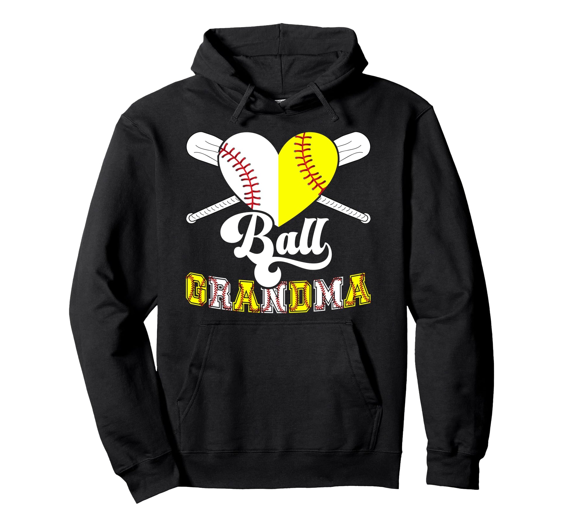 Ball Grandma Heart Softball Baseball Hoodie - Minimalist Print Unisex - T-Shirt, Sweatshirt, Hoodie