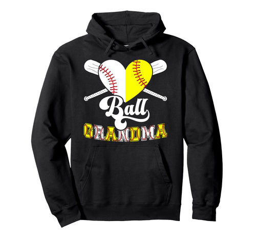 Ball Grandma Heart Softball Baseball Hoodie - Minimalist Print Unisex - T-Shirt, Sweatshirt, Hoodie
