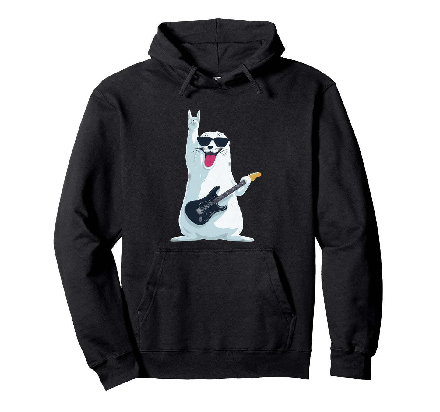 Funny Rock Seal Guitar Player Hoodie - Casual Everyday Wear Unisex - T-Shirt, Sweatshirt, Hoodie