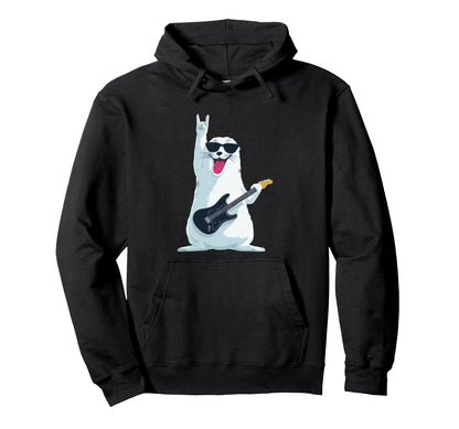 Funny Rock Seal Guitar Player Hoodie - Casual Everyday Wear Unisex - T-Shirt, Sweatshirt, Hoodie