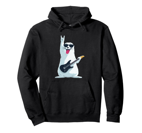 Funny Rock Seal Guitar Player Hoodie - Casual Everyday Wear Unisex - T-Shirt, Sweatshirt, Hoodie