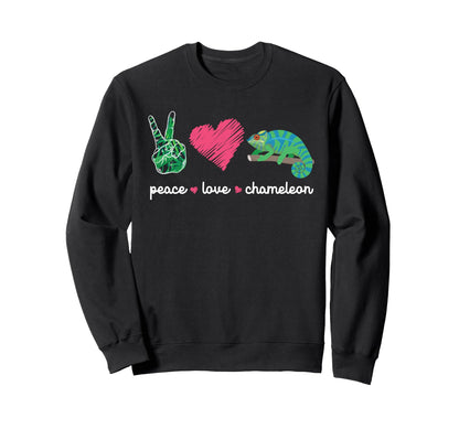 Peace Love Chameleon Heart Sweatshirt - Graphic Print for Adults - T-Shirt, Sweatshirt, Hoodie