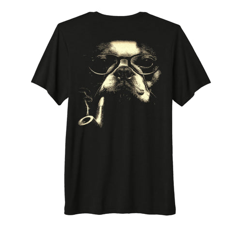 French Bulldog Glasses Smoking Pipe T-Shirt - Minimalist Print Men Women - T-Shirt, Sweatshirt, Hoodie
