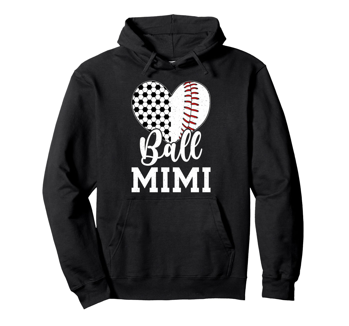 Ball Mimi Grandma Heart Baseball Soccer Hoodie - Trendy Graphic Men Women - T-Shirt, Sweatshirt, Hoodie