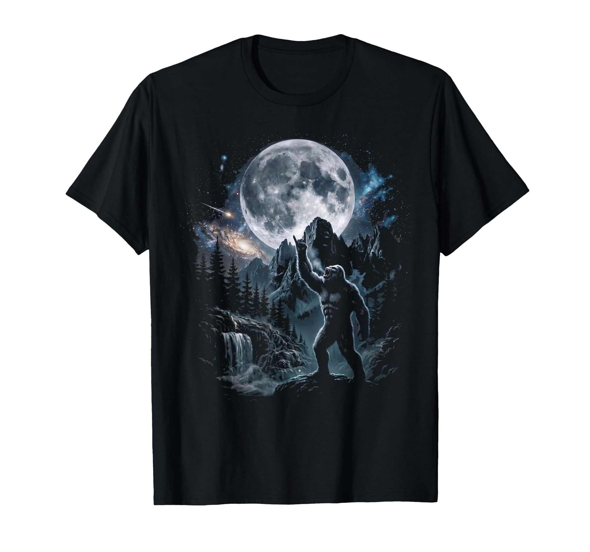 Bigfoot Sasquatch Rock Full Moon Galaxy T-Shirt - Minimalist Print Unisex - T-Shirt, Sweatshirt, Hoodie