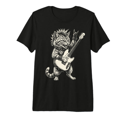 Funny Cat Playing Guitar Rock And T-Shirt - Aesthetic Graphic Men Women - T-Shirt, Sweatshirt, Hoodie