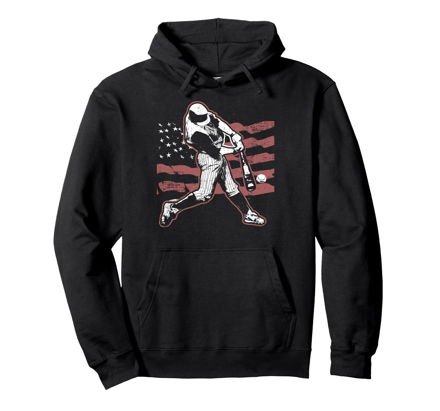 Patriotic American Flag Baseball Baseball Hoodie - Trendy Graphic Men Women - T-Shirt, Sweatshirt, Hoodie