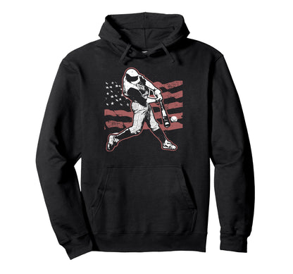Patriotic American Flag Baseball Baseball Hoodie - Trendy Graphic Men Women - T-Shirt, Sweatshirt, Hoodie
