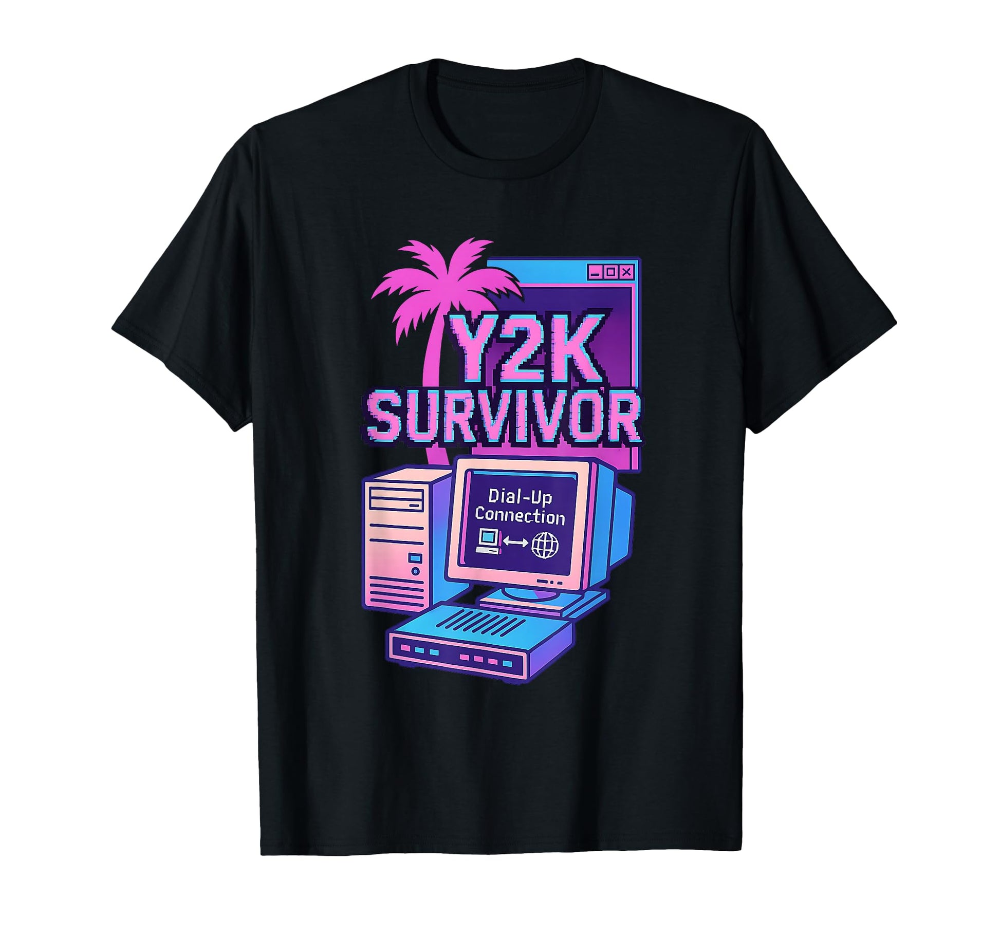 Dial Up Survivor Computer T-Shirt - Fun Novelty Design for Adults - T-Shirt, Sweatshirt, Hoodie