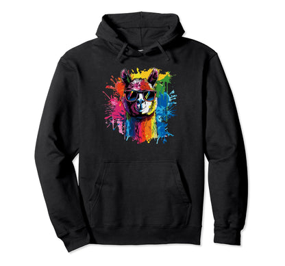Funny Alpaca Art Sunglasses Pride Hoodie - Casual Everyday Wear for Adults - T-Shirt, Sweatshirt, Hoodie