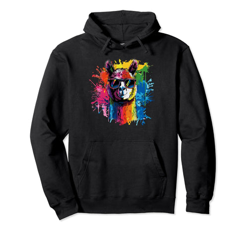 Funny Alpaca Art Sunglasses Pride Hoodie - Casual Everyday Wear for Adults - T-Shirt, Sweatshirt, Hoodie