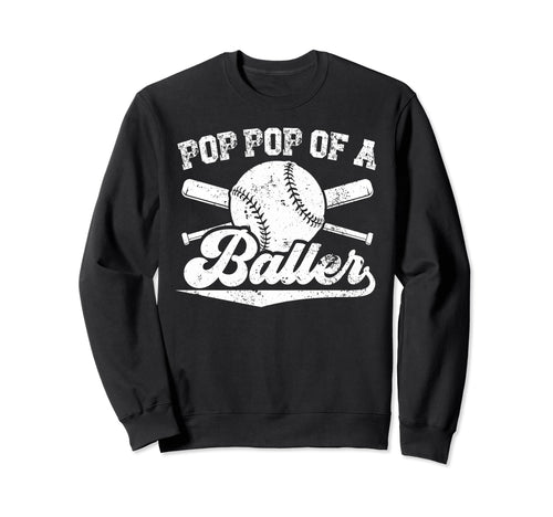 Pop Pop Baller Baseball Pop Pop Sweatshirt - Minimalist Print Unisex - T-Shirt, Sweatshirt, Hoodie