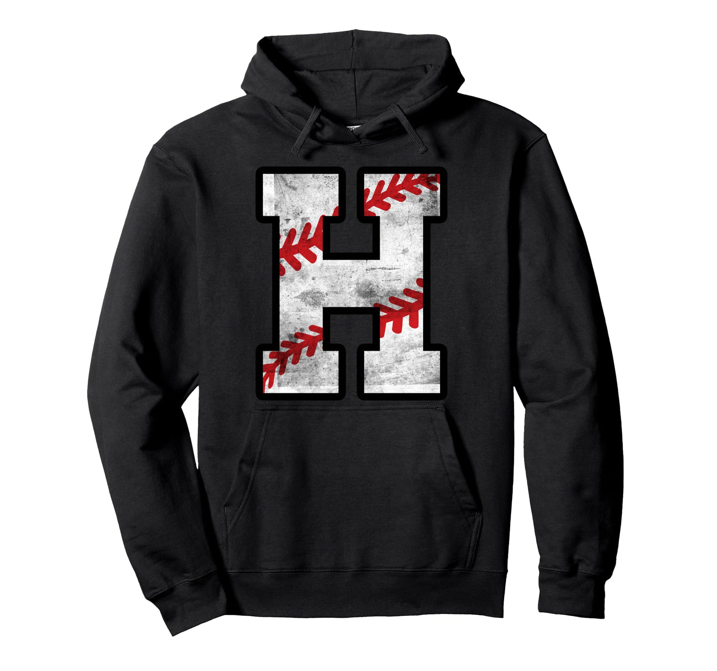 Distressed Baseball Letter H Hoodie - Casual Everyday Wear Men Women - T-Shirt, Sweatshirt, Hoodie