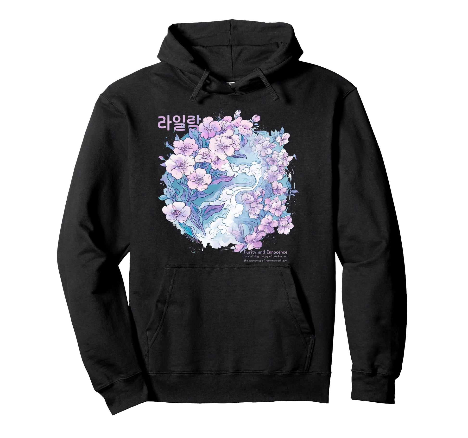 Korean Lilac Flower Aesthetic Grunge Hoodie - Novelty Apparel Men Women - T-Shirt, Sweatshirt, Hoodie
