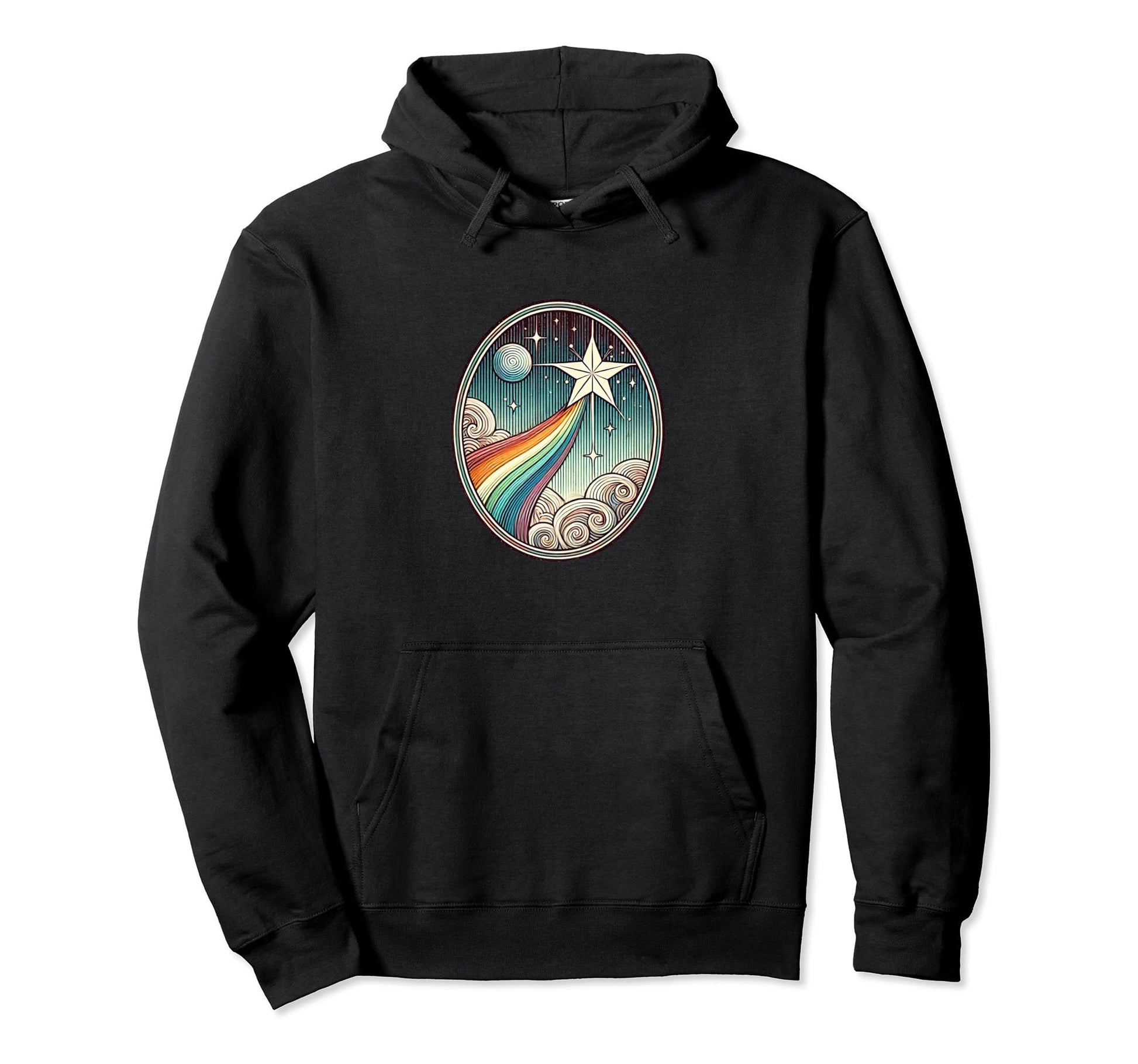 Shooting Star Rainbow Illustration Hoodie - Fun Novelty Design for Adults - T-Shirt, Sweatshirt, Hoodie