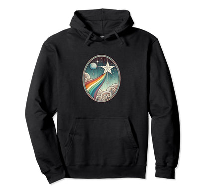 Shooting Star Rainbow Illustration Hoodie - Fun Novelty Design for Adults - T-Shirt, Sweatshirt, Hoodie