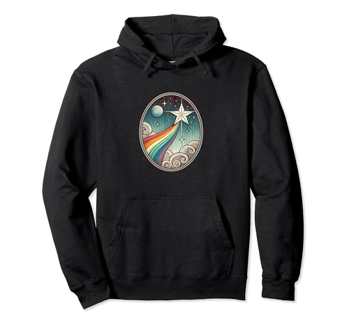 Shooting Star Rainbow Illustration Hoodie - Fun Novelty Design for Adults - T-Shirt, Sweatshirt, Hoodie