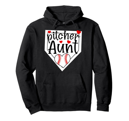 Baseball Pitcher Aunt Baseball Pitcher Auntie Hoodie - Graphic Print Unisex - T-Shirt, Sweatshirt, Hoodie