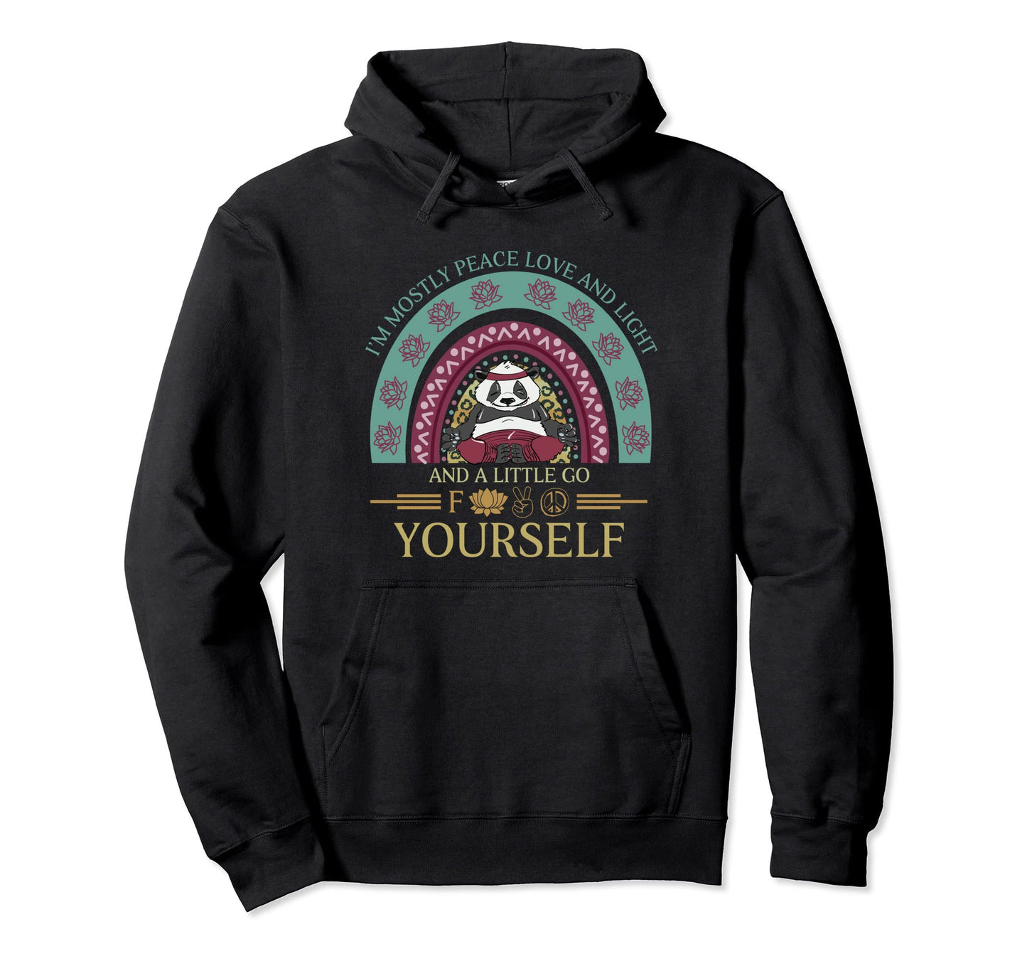 Funny Yoga Panda Peace Love Light Hoodie - Custom Art Print for Adults - T-Shirt, Sweatshirt, Hoodie