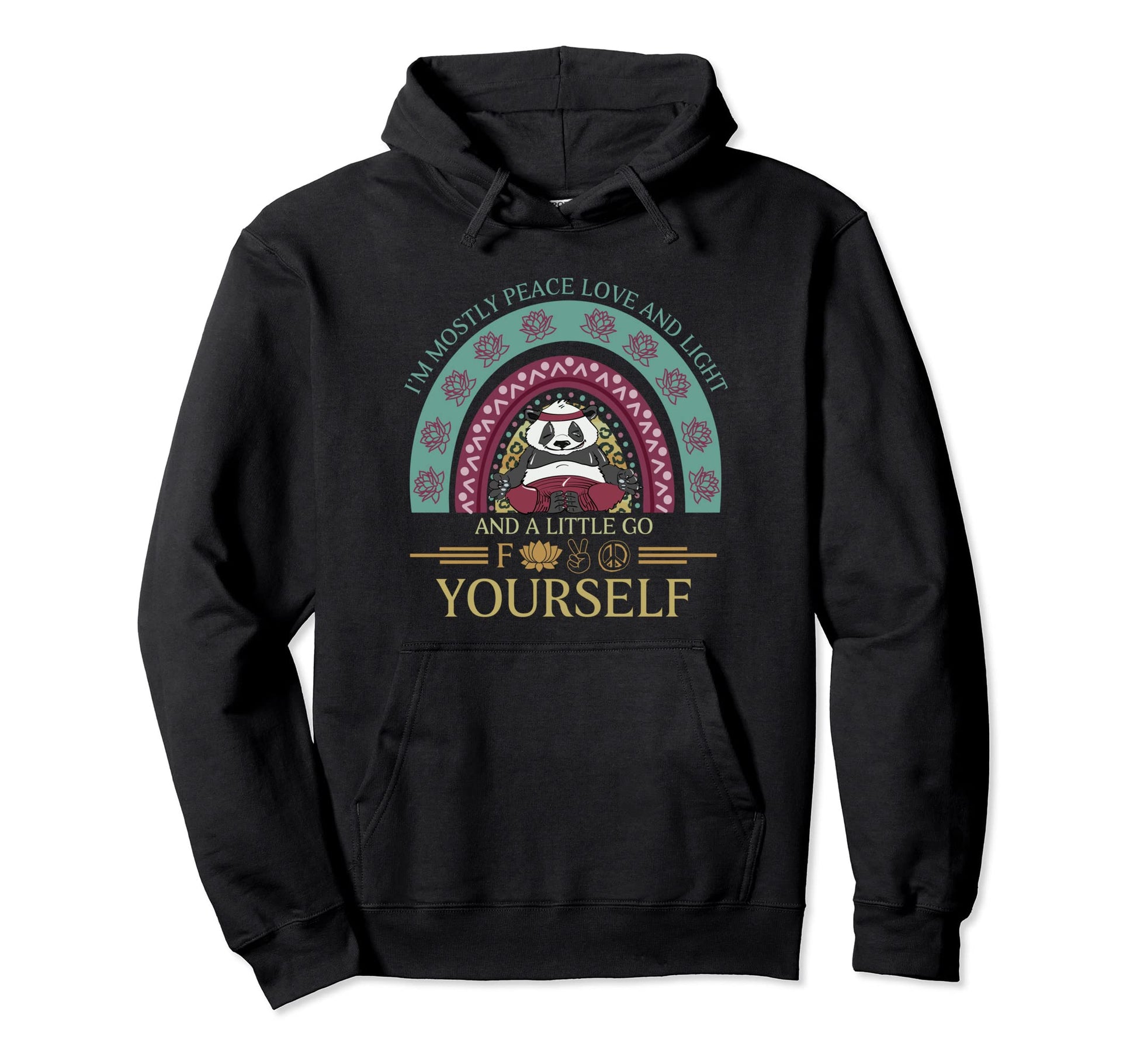 Funny Yoga Panda Peace Love Light Hoodie - Custom Art Print for Adults - T-Shirt, Sweatshirt, Hoodie