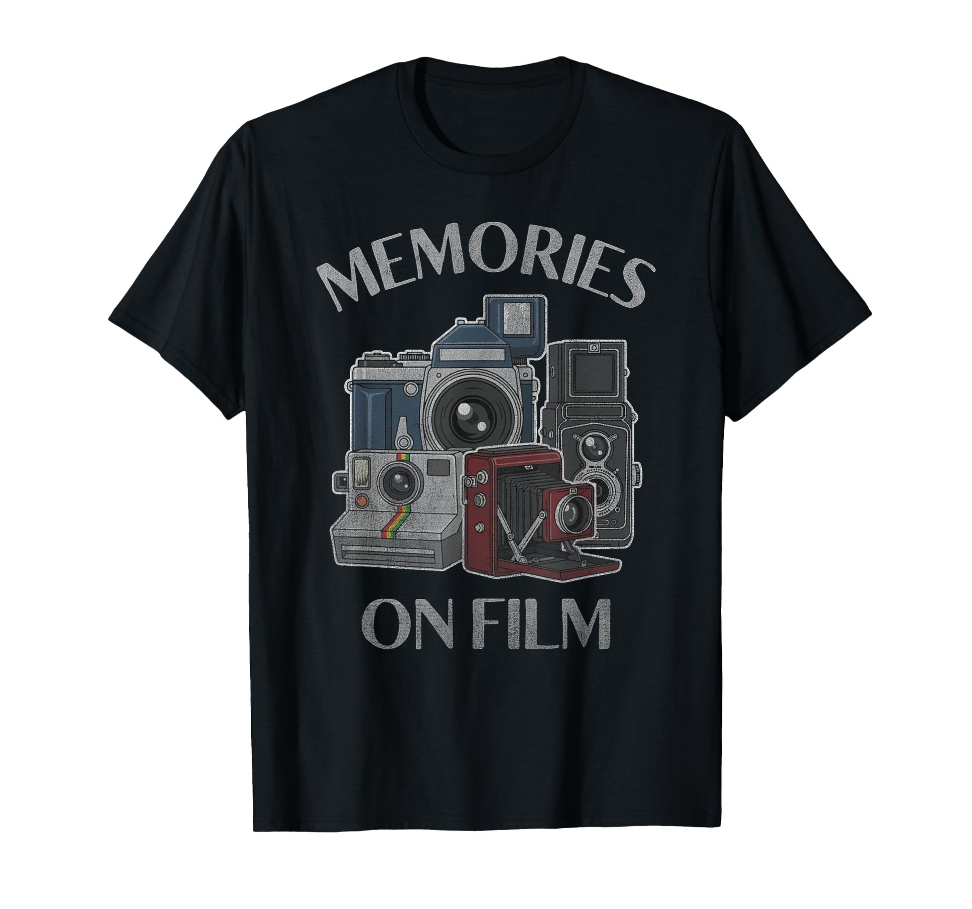 Memories Film Cameras Distressed Analog T-Shirt - Unique Graphic Unisex - T-Shirt, Sweatshirt, Hoodie