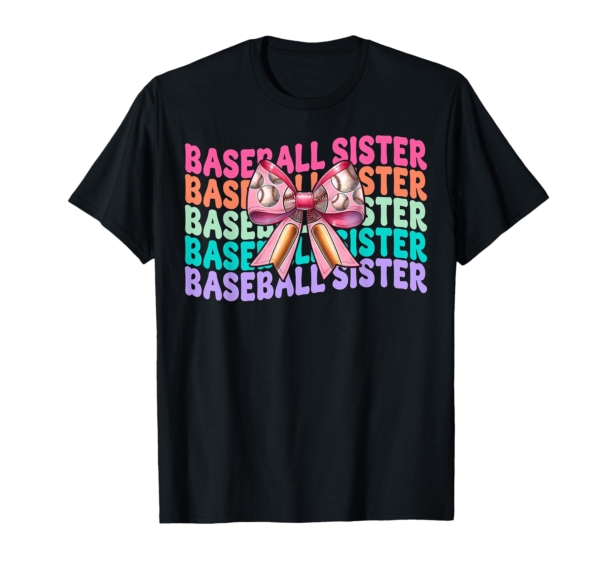 Baseball Sister Baseball Coquette Bow T-Shirt - Novelty Apparel Men Women - T-Shirt, Sweatshirt, Hoodie