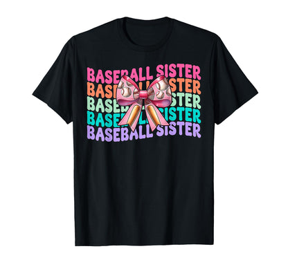 Baseball Sister Baseball Coquette Bow T-Shirt - Novelty Apparel Men Women - T-Shirt, Sweatshirt, Hoodie