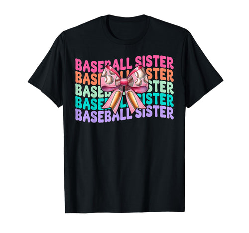 Baseball Sister Baseball Coquette Bow T-Shirt - Novelty Apparel Men Women - T-Shirt, Sweatshirt, Hoodie
