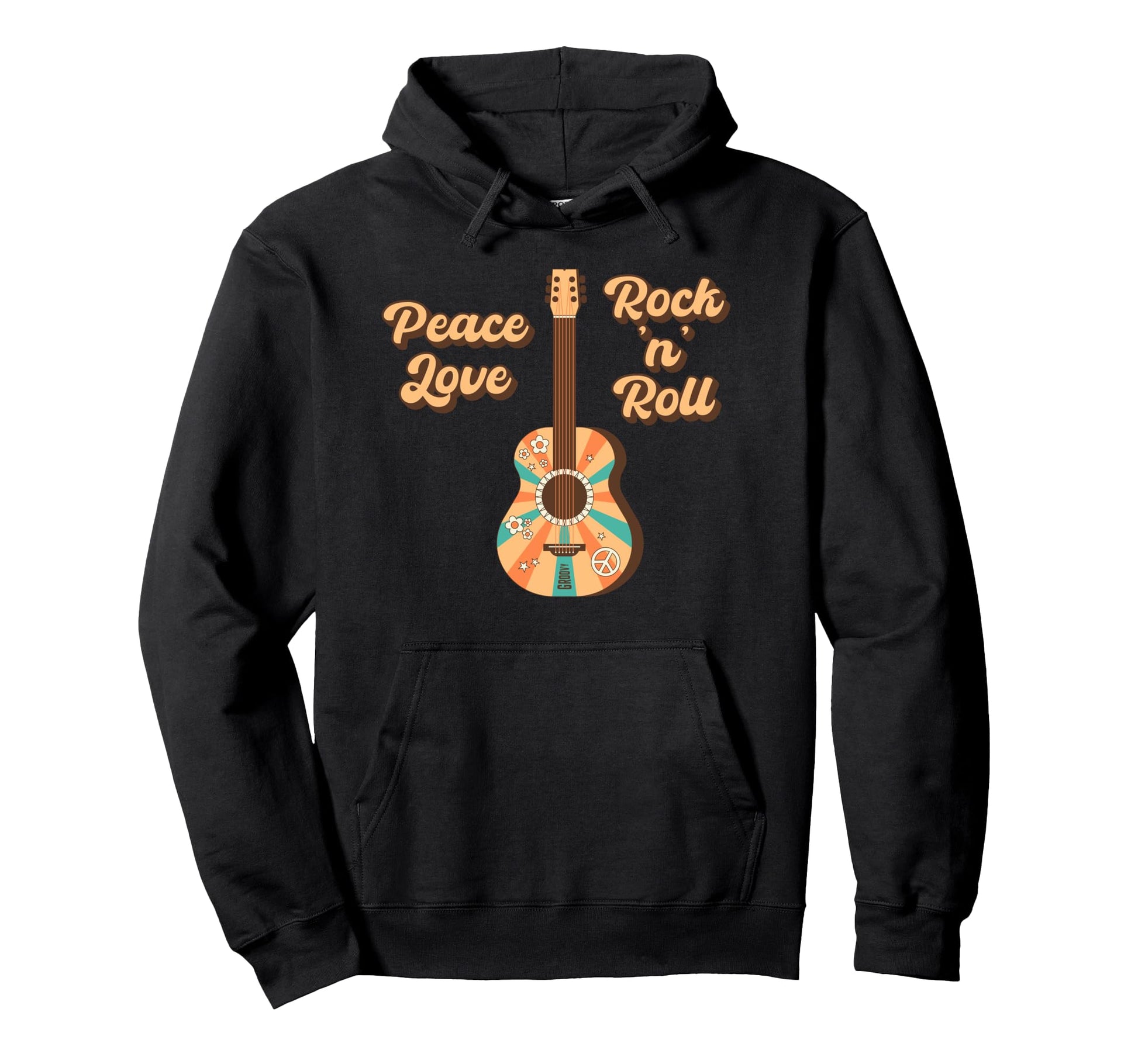 Peace Love Rock And Roll Sign Music Hoodie - Trendy Graphic Men Women - T-Shirt, Sweatshirt, Hoodie